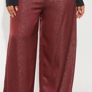 Fashion Nova Maroon Wide-Leg Pants